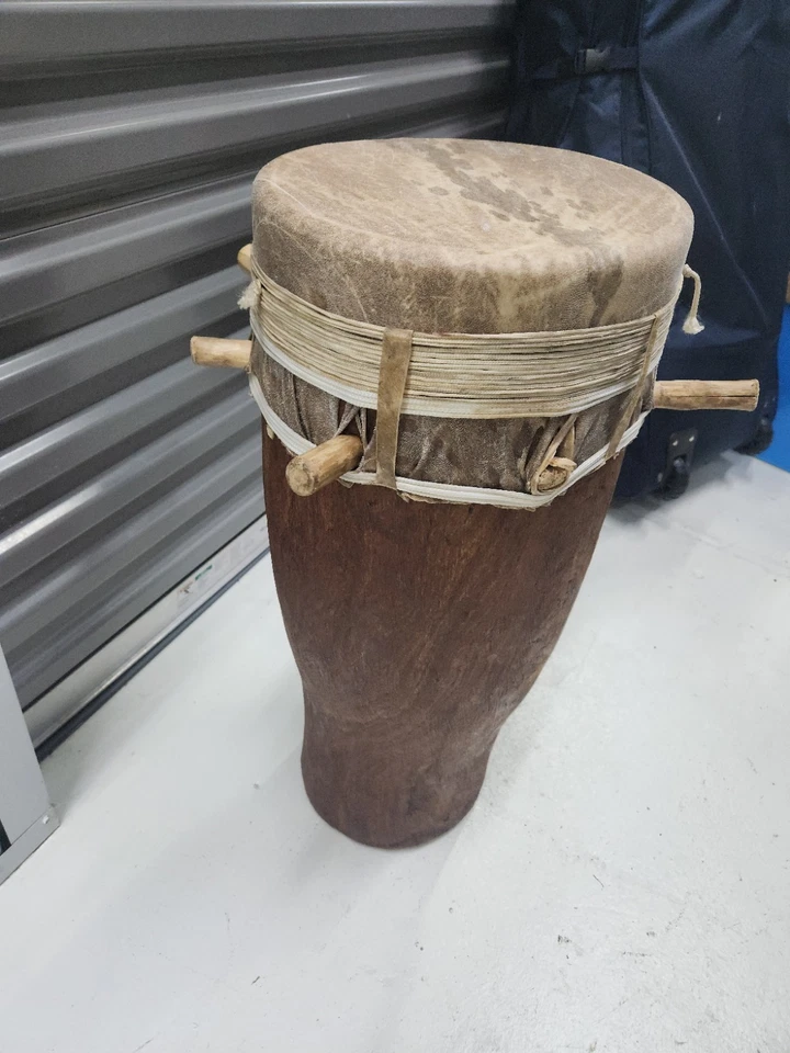 Heavy Djembe Drum Full Size African Handmade Carved 26" H x 12" Playing Surface - Image 4 of 4
