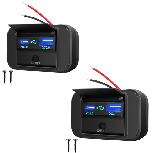2pcs 12V Auto Dual USB Typ-C Ladegerät Buchse Einbau Steckdose für Wohnwage KFZ - Zdjęcie 6 z 12