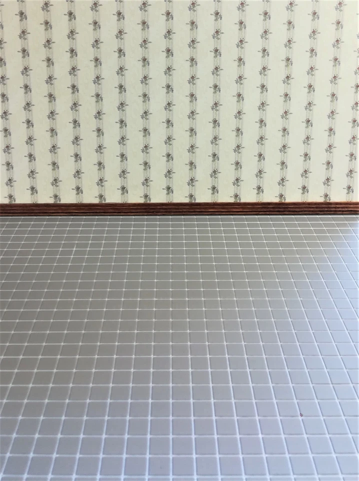 Casa de Muñecas Miniatura Castillo Gris Cuadrado Imitación Azulejo Suelo Texturizado Escala 1:12 Foto 4 de 4