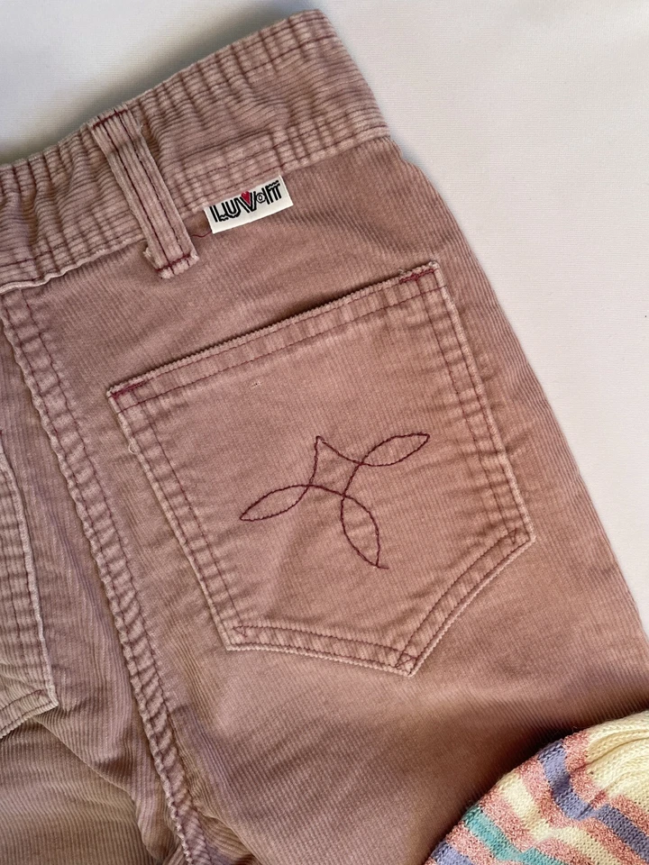 Pantalones de pana vintage años 70 LUV IT niñas discoteca cintura alta y suéter Foto 2 de 4