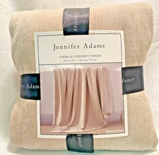 Jennifer Adams Luxe Chenille Corduroy Throw In Tan 60 inch x 70 Inches