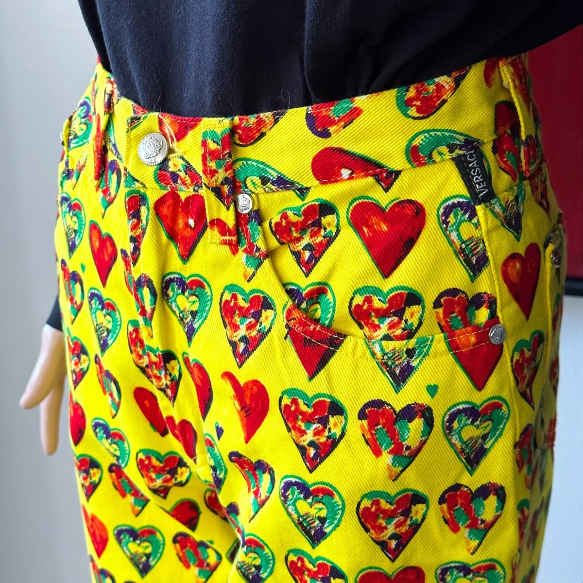 1997 VERSACE JEANS SIGNATURE jeans Heart size 29 yellow Jim Dine