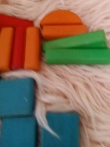 Lincoln Logs Vintage Playskool Colored Wood Building Blocks 49 pcs Wood Play - Picture 4 of 9