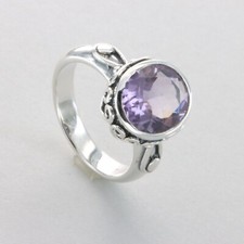 Natural and Oval AMETHYST Ring - Multiple Sizes - 925 STERLING SILVER 15e