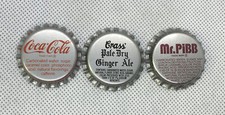 LOT OF 3 PROOF BOTTLE CAPS , COCA~COLA, CRASS and Mr. PiBB ORIGINAL PROOFS