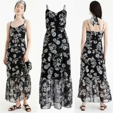 J. Crew Mercantile Tiered Maxi Dress in Black Daisy Floral Sz 10 $118