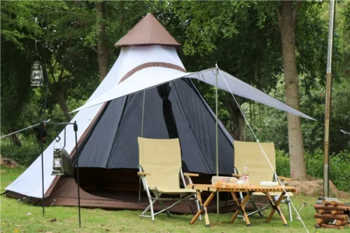 Outdoor 3-4 Person Camping Tents Double Layer Lightweight Waterproof Teepee Tent