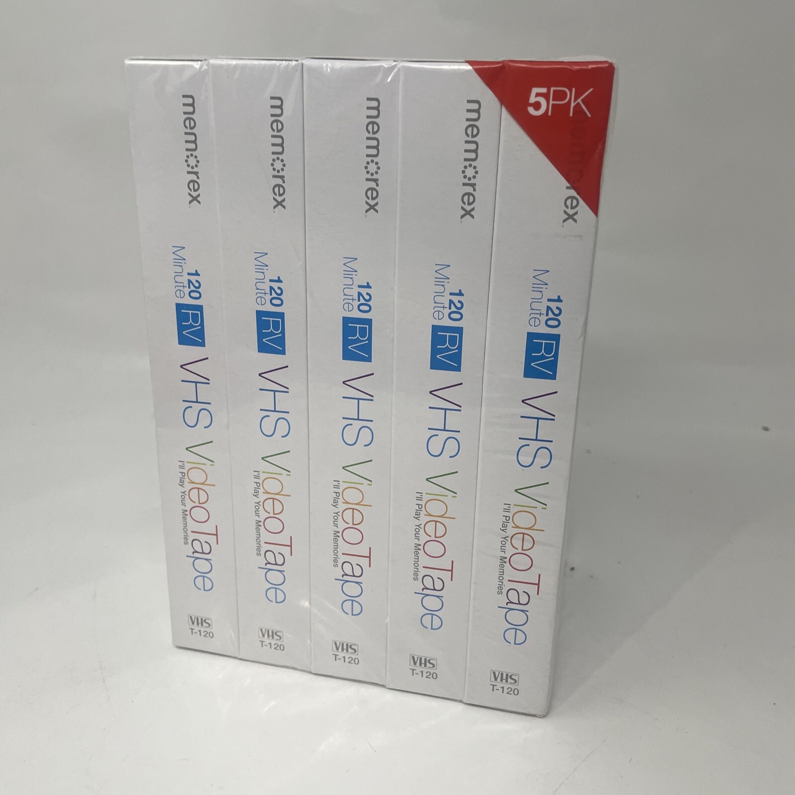 Memorex VHS Video Tapes Pack of 5 Blank T-120 120 Min. RV VC
