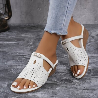 Women Sandals Anti-Slip Summer Casual Orthopedic Open Toe Low Heel Slippers  Walk