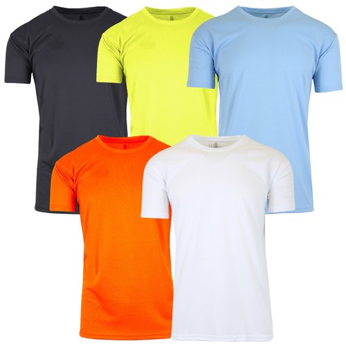 Mens Short Sleeve Moisture Wicking Active Performance Crew Neck Tee (5-Pack) NEW - Picture 12 of 14