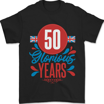 Glorious 50 Jahre 50th Geburtstag Union Jack Flagge Herren Maglietta 100% Cotton