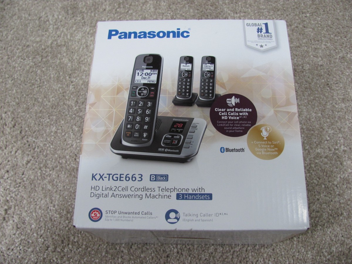 Panasonic KX-TGE663B HD Link to Cell Cordless Telephone with 3 