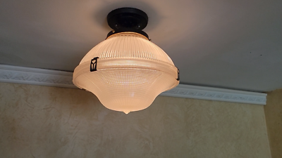 111c Antique/Vtg deco Ceiling Light Industrial Fixture bath