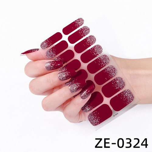 16 Tipps Glitzer-Nagelaufkleber 3D-Glänzende Folie Vollständige Abdeckung C8 - Bild 18 von 36