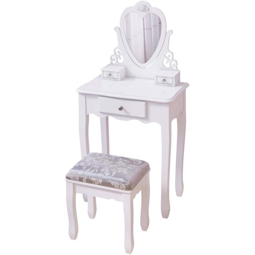 Kids Dressing Table & Stool Set Makeup Table with Drawers and Mirror Girls Gift - Picture 14 of 26