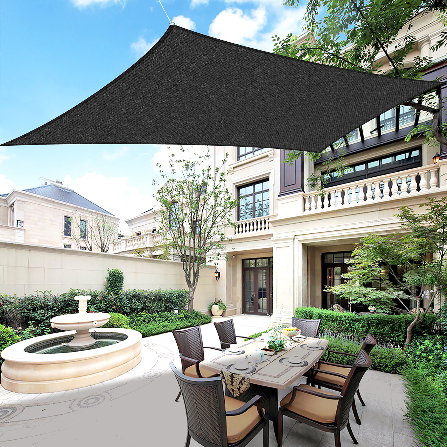Houssity 18' Sun Shade Sail Canopy Awning Shade Cloth Pool Patio Pergola Cover