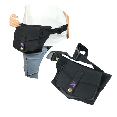 Bauchtasche Gürteltasche Sidebag Hipbag Canvas Baumwolle schwarz 3 Fächer Unisex
