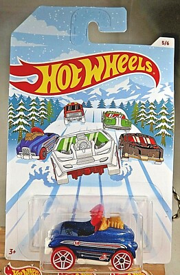 2018 Hot Wheels Walmart 5/6 Holiday Hot Rods PEDAL DRIVER Blue w/RedWhlWhitePr5s