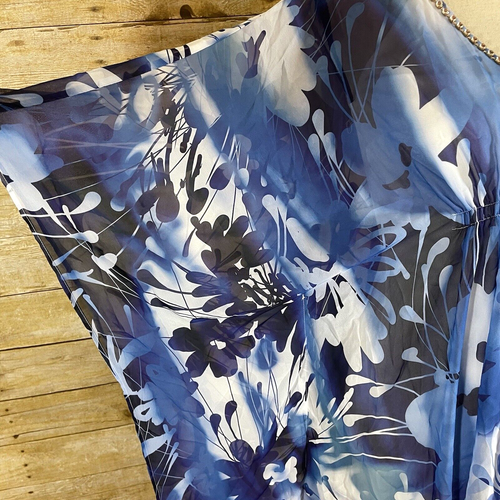 Jennifer Lopez Caftan Dress Womens XS Blue Floral Kaftan Kimono Embellished NWT - Picture 6 of 10