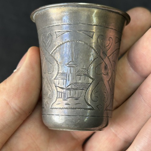 RUSSISCHES Sterlingsilber Schnapsglas Kiew 84 geätzt 1883 antik - Bild 8 von 13