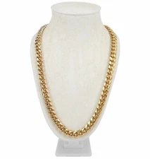 Men's Miami Cuban Link Chain Necklace Box Lock 24", 26", 30" 14k Gold Plated