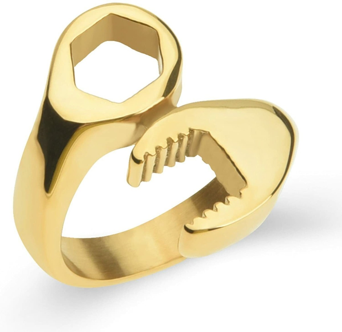 Unique Stainless Steel Wrench Spanner Design Ring Tool Gift
