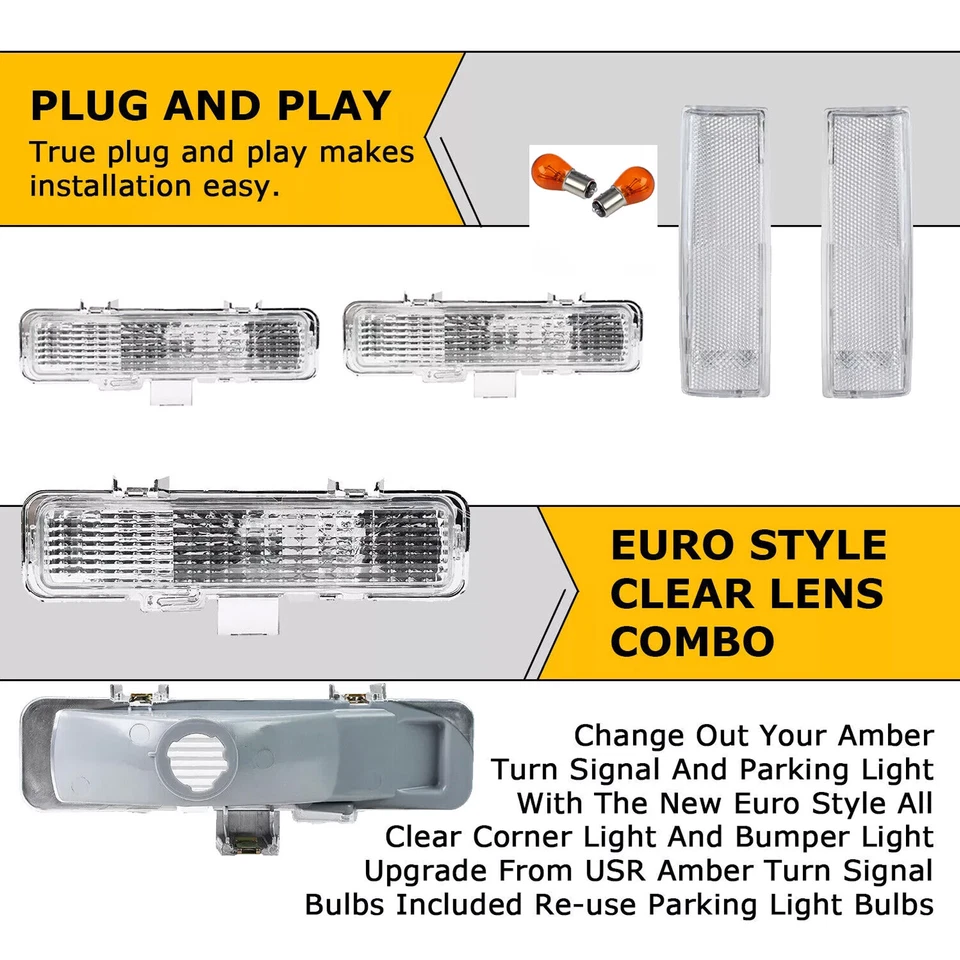 HECASA CLEAR Corner Bumper Signal Light For 83-93 Chevy S10 Blazer GMC S15 Jimmy - Изображение 3 из 4