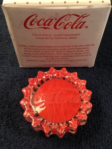 1998 Coca Cola glass paperweight presented Caithness, Scotland Cool Cap 125/1000 - Picture 1 of 8