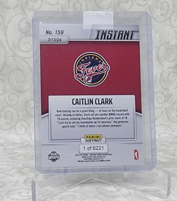 2024 Panini Instant #159 Caitlin Clark - Single Game WNBA Assist Record view 2