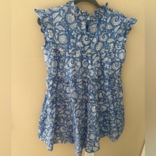 HAMPTON HOUSE Dress Ruffle Block Print Tiered  Size Small