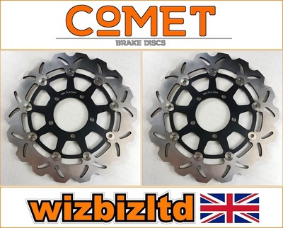 Kawasaki ZX-6RR Ninja (ZX 600) 2005-2006 [Pair Comet Front Black WF Brake Discs]
