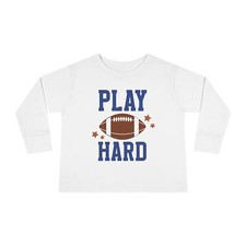 Play Hard Football Brown/Blue Toddler Long Sleeve Tee