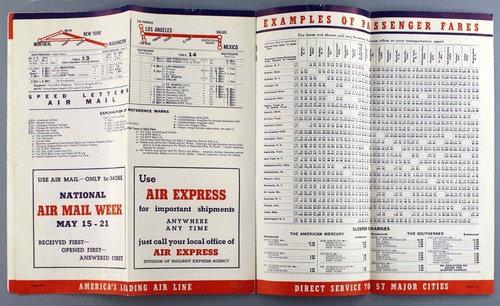 AMERICAN AIRLINES APRIL 1938 VINTAGE AIRLINE TIMETABLE SCHEDULE - Picture 6 of 6