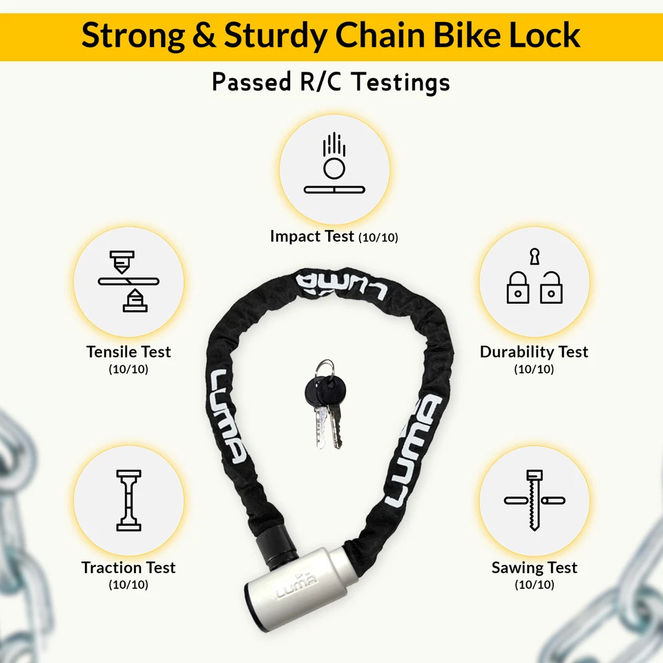LUMA Enduro 5 Bike Chain Lock with Keys - Green Heavy Duty Anti Theft Lock - Image 2 of 4