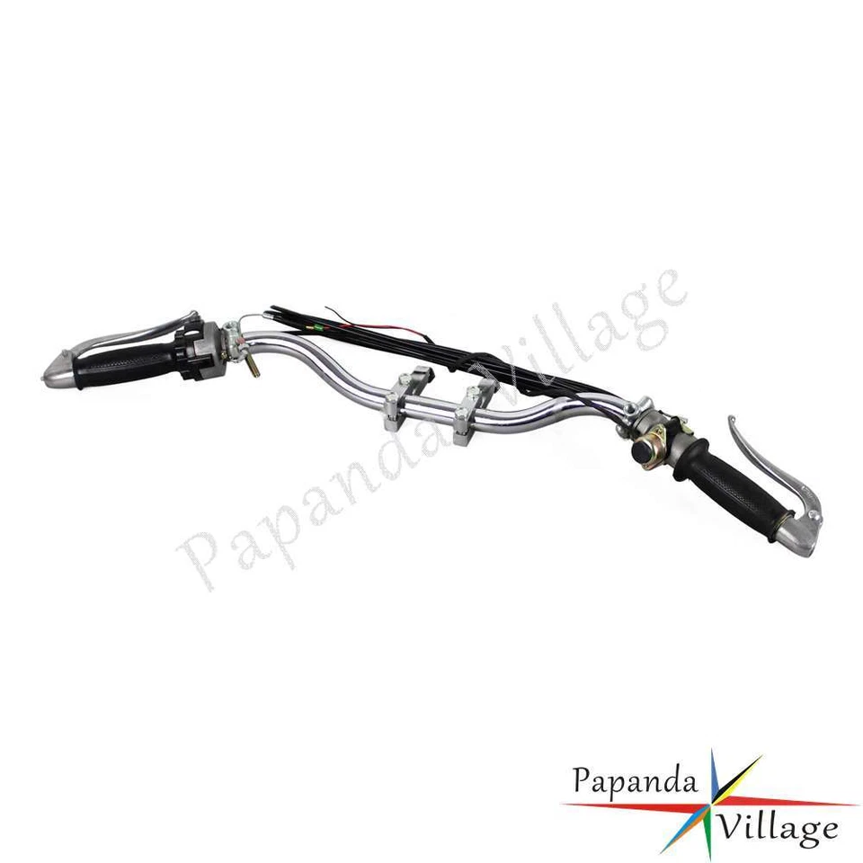 Chrome Retro Handlebar w/ Grip Lever Cable For BMW M72 R12 R75 R51 Dnepr Ural - Image 2 of 4