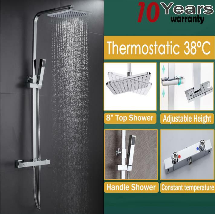 Thermostat-Duschmixer Set Badezimmer-Platz Top Head & Handgelenk Exponiertes Ventil Thermostat-Duschmixer Set Badezimmer-Platz Top Head & Handgelenk Exponiertes Ventil
