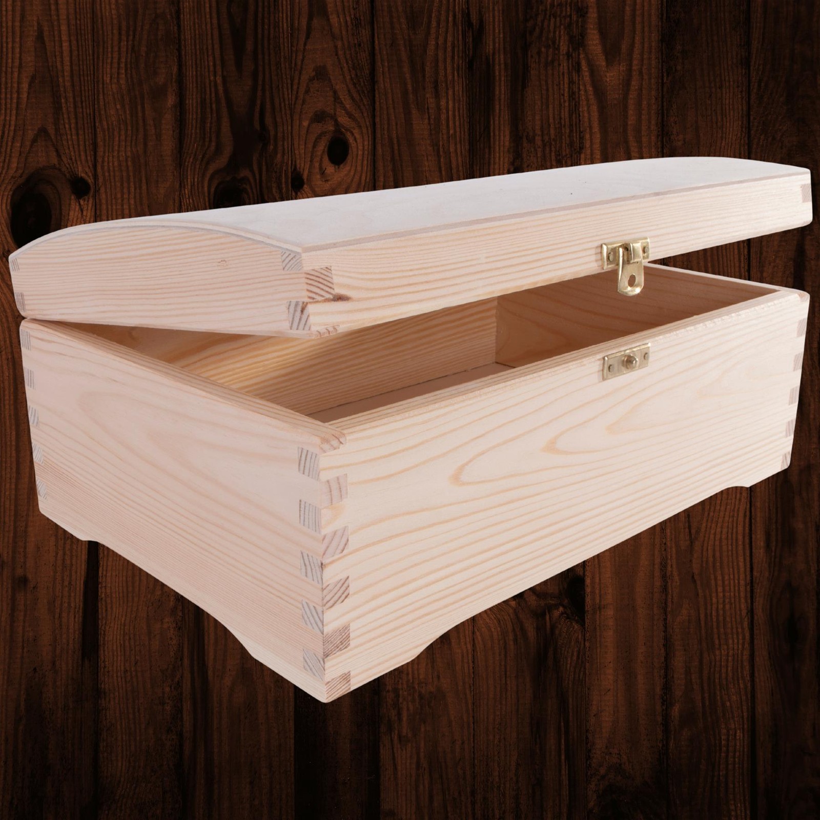 Wooden Keepsake Trinket Decorative Treasure Chest Box 30 x 20 x 13 cm w/ Clasp