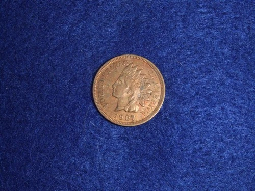 1907 Indian Head Cent nice AU with some mint red