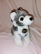 Platinum Plus 10" Gray Grey White Husky Wolf Dog Stuffed Plush Realistic NWT