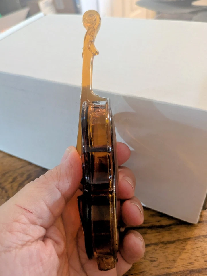 RARO WESTMORELAND ÁMBAR FIGURATIVO VIOLÍN CARAMELO CONTENEDOR BOTELLA DE COLECCIÓN Foto 4 de 4