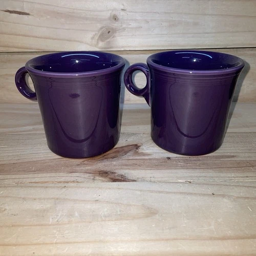 Fiesta Fiestaware Set of 2 Coffee Mugs Cups Dark Purple O Ring Handle