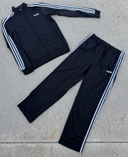 Adidas Essentials 3 Stripes Tracksuit Set Black Jacket Men s Size Medium / Large