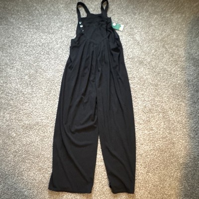Halara Women's Black Solid Sleeveless Square Neck Jumpsuit Pockets S