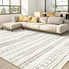 Area Rug Living Room Rugs - 8x10 Washable Boho Farmhouse Bohemian Neutral Lar...