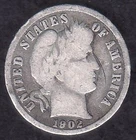 1902 BARBER DIME, Good Silver Vintage US COIN, Original Pre WW1 Era