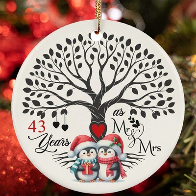 43rd Wedding Anniversary Ornament Penguin Couple 43 Year Mr & Mrs Christmas Gift