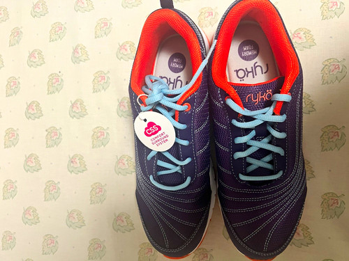 Ryka Memory Foam Low Top Lace Up Women’s Walking Sneakers Purple/Orange