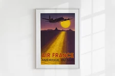 Vintage Air France Airline Poster Printable  Retro South America Travel Wall Art