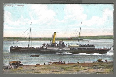 Alte Postkarte Verlässt Exmouth - Flussfähre, Dampfer, Devon. Unbespielt.