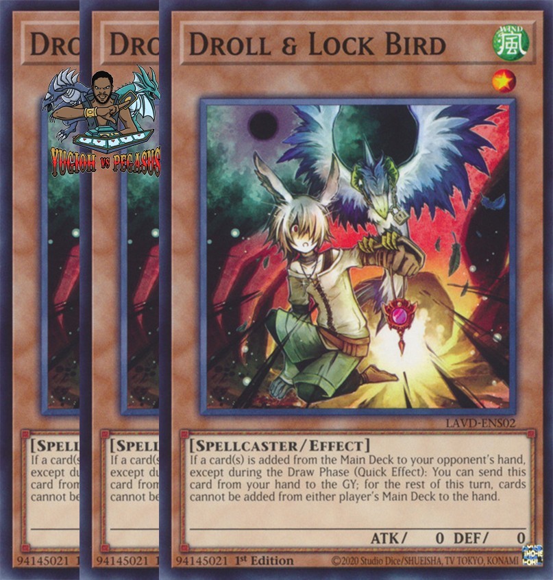 Yugioh! 3x Droll & Lock Bird LAVD-ENS02 Common 1st Ed NM